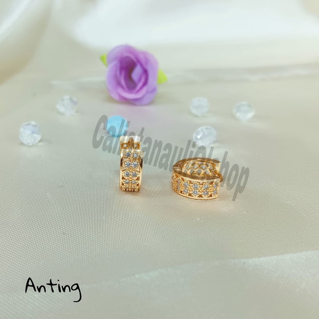 SET DEWASA RANTAI BSR PERMATA ZIRCON PERHIASAN EMAS  KOREA ANTI KARAT DAN ANTI LUNTUR