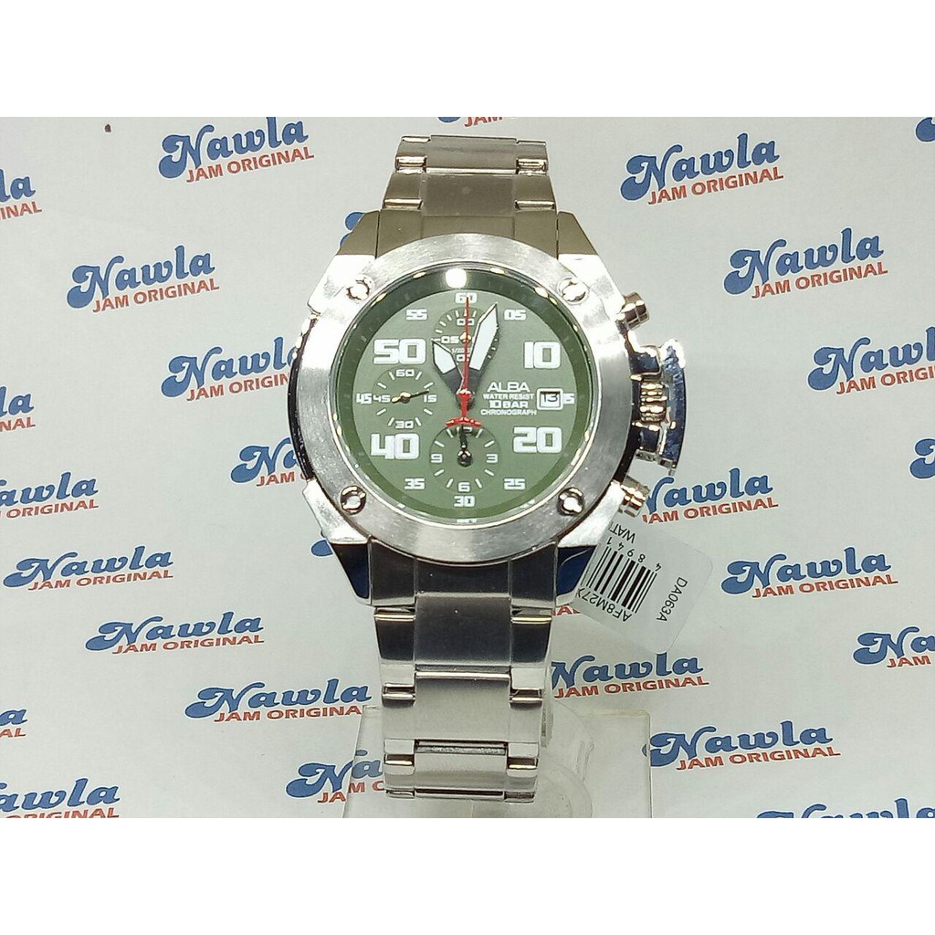 Alba Qyartz AF8M27 Chronograph Green Dial - Jam Tangan Pria AF8M27