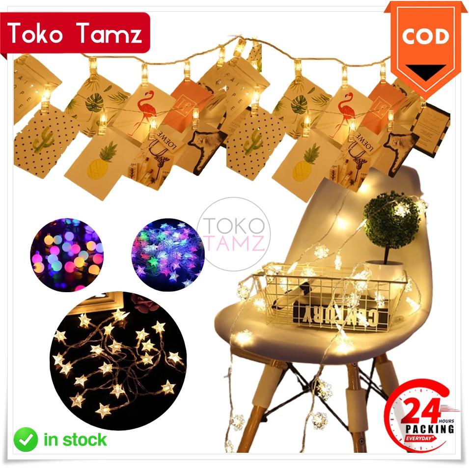 COD Lampu Tumblr Klip Bintang Salju Bulat 4m Colokan MaleFemale Ready Toko Tamz Online Shop Makassar