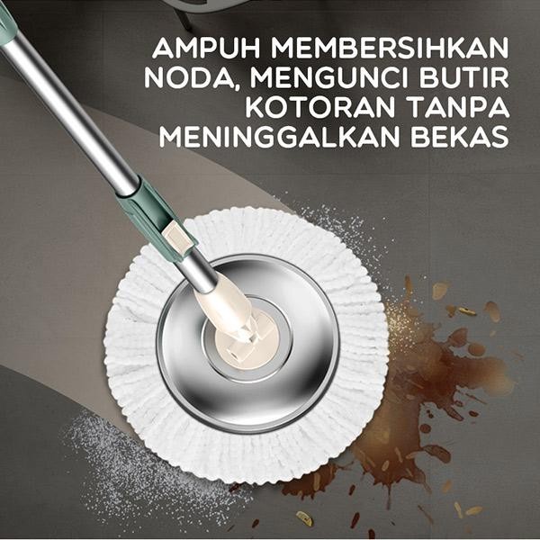 Alat Pel Lantai Kain Fiber dengan Ember Spin Mop Membilas