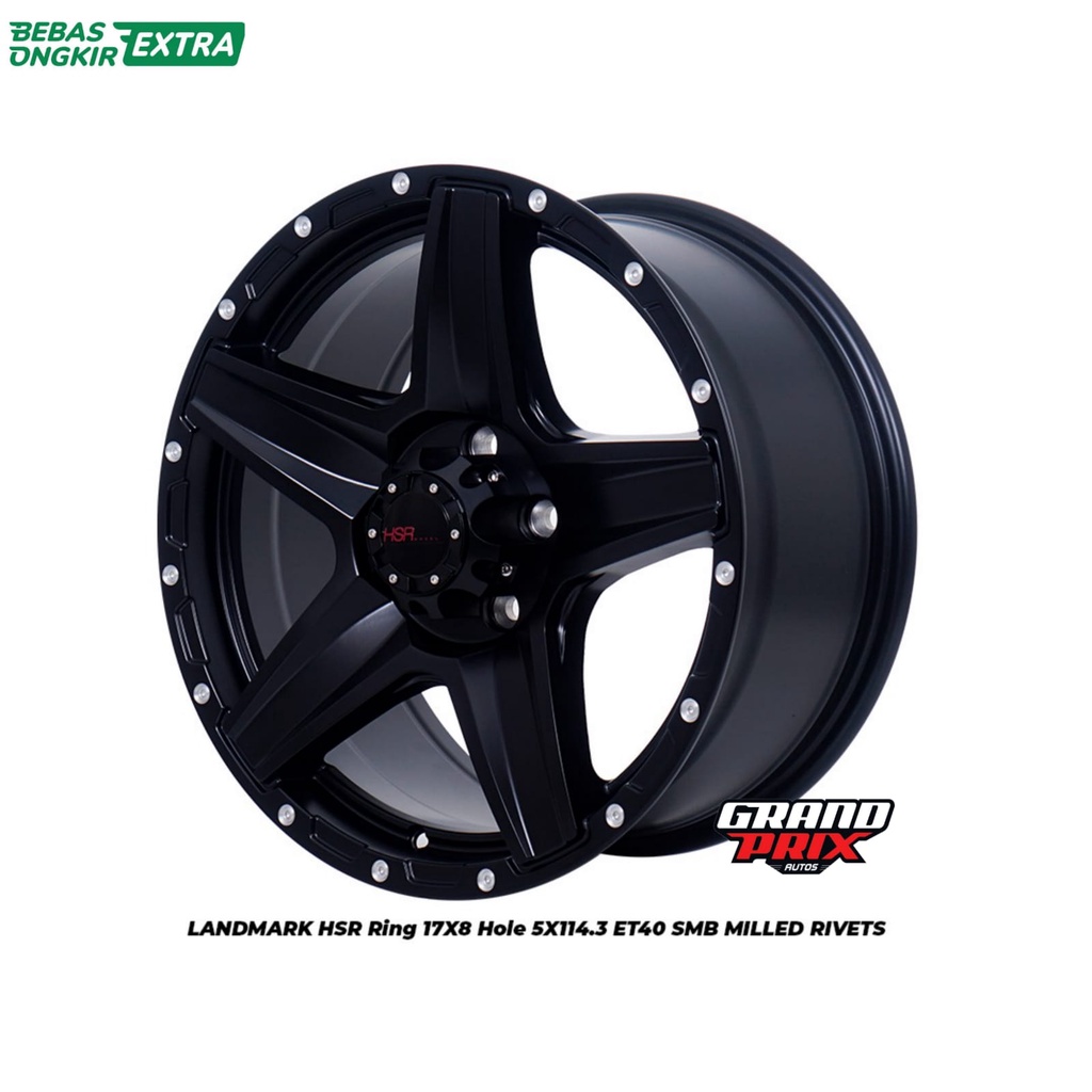 Velg Mobil Semi Offroad Murah R17 HSR LANDMARK Warna Matte Black Buat Rush Terios X-Trail CRV dll Pe