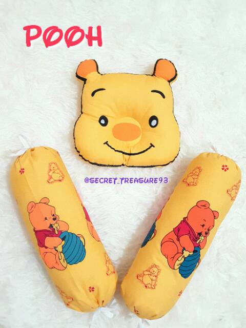 Set Bantal Peyang dan Guling Bayi Lucu (Karakter Pooh, Panda, Rabbit, Keropi, Pinguin, Bear)