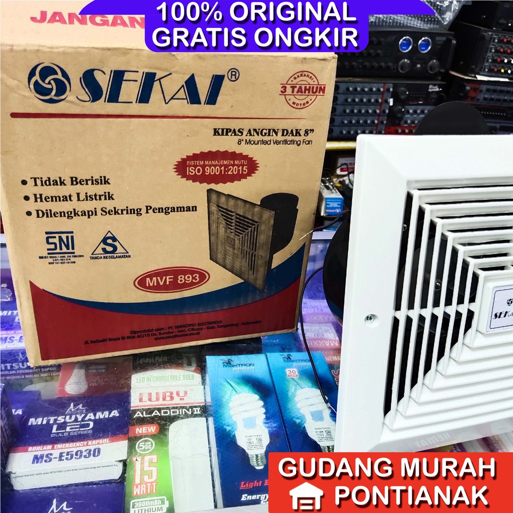 Exhaust Fan Ceiling Plafon Sekai MVF 893 8 INCH wall hexos fan penyedot udara hawa panas asap