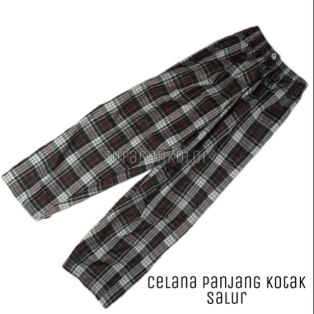  Celana  Panjang  Pria  Wanita Motif  Kotak  Salur PJ KTK 