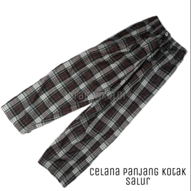  Celana  Panjang Pria Wanita Motif Kotak  Salur PJ KTK 