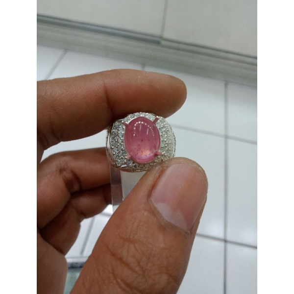 perak+batu pink ruby