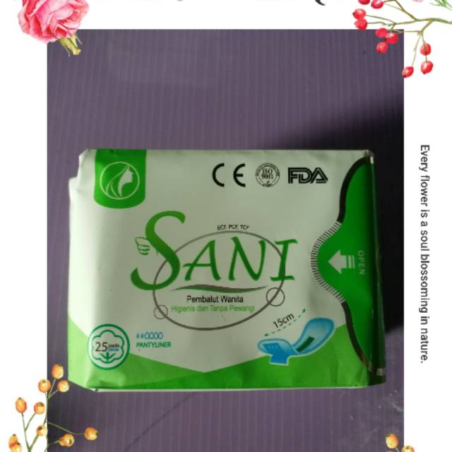 SANI HIJAU pembalut wanita  PANTYLINER 15CM .SEPACK 25 PCS