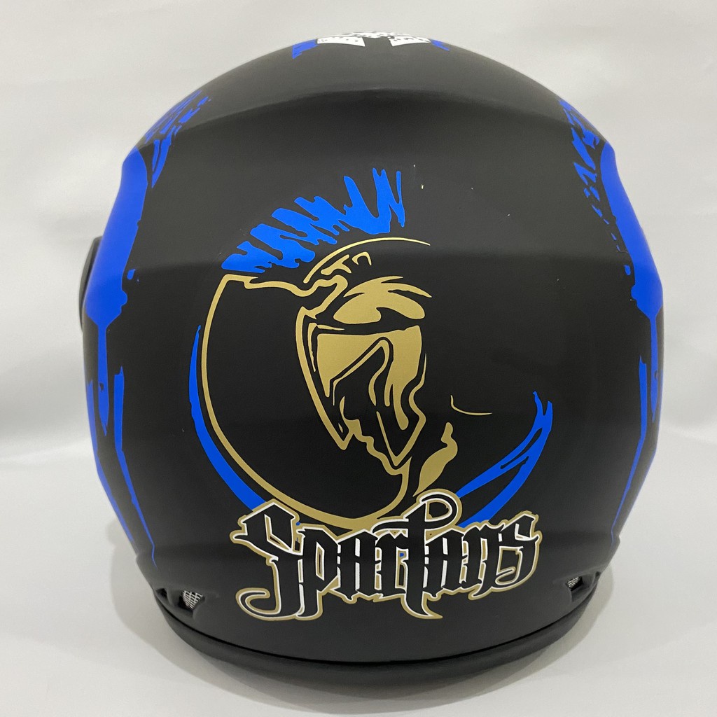 Helm Half Face Evo Inovation SNI Mirip Seperti Helm GM Motif Spartan Untuk Pria Dan Wanita Dewasa Cod - MLA HITAM DOF/SILVER