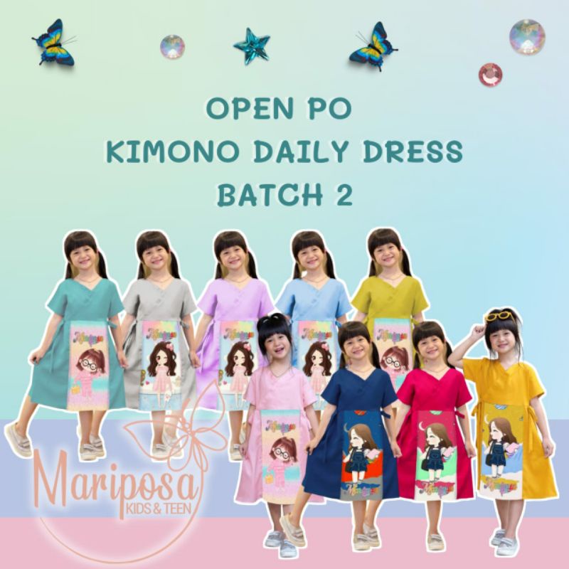 dress mariposa /dress rayon anak / kimono dress Mariposa / homedress anak B*334