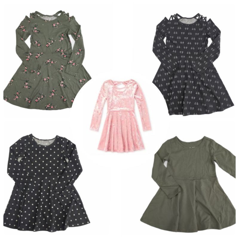 2th -14th. Dress Childresn Place Lengan Panjang Pita Velvet Bow Cross shoulder
