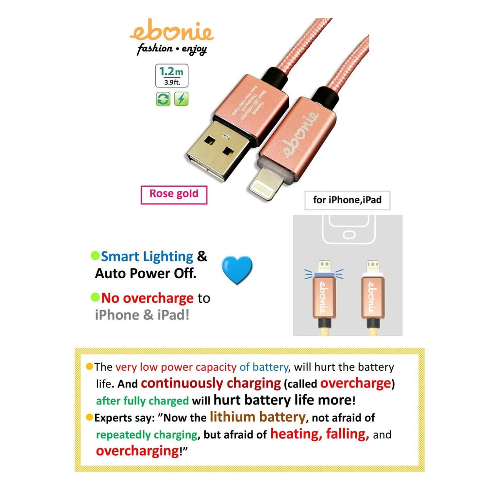 Amber ELT-L02 - USB Lightning Cable, 1.2m, RoseGold