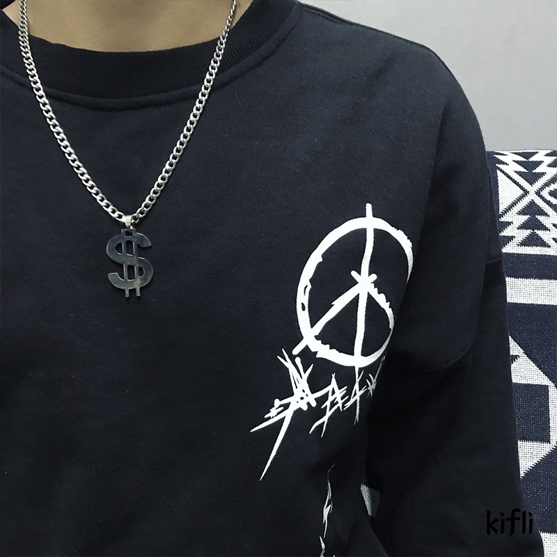 Kalung Liontin,Tanda Dolar,Baja Titanium Hip Hop Kepribadian Baja