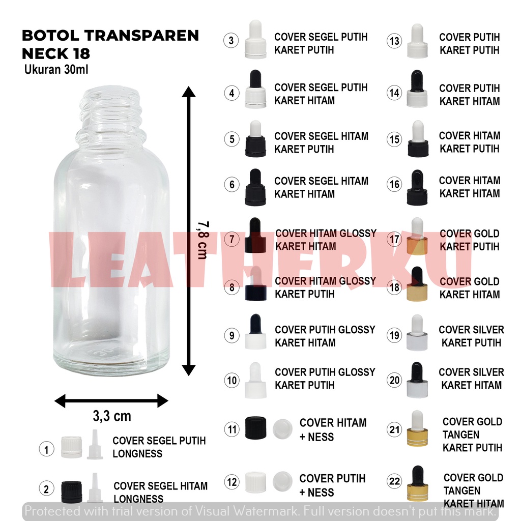 Botol Kaca Pipet Import 30 ML Transparent