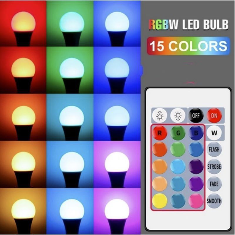 Lampu Bohlam 10W LED RGB Berubah Warna Warni Remote control original lampu Hias Warna Warni Lampu Kamar tidur