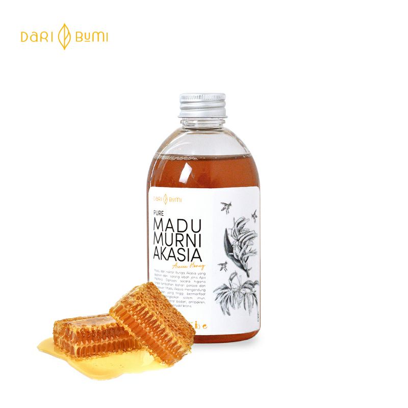 Madu Murni Akasia Asli 360 gram ( 250 ml ) daribumi / Akasia Raw Honey Dari Bumi