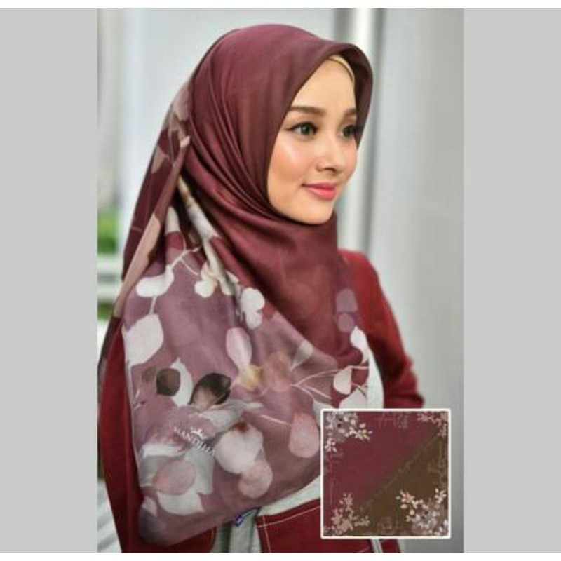 New Scarf Voal Motif Hijab Manjha Ivan Gunawan - side to side red brown