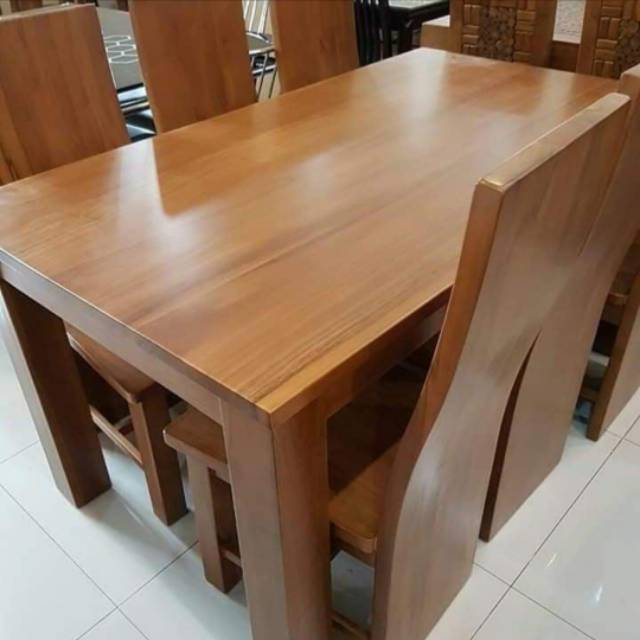 Set meja kursi makan minimalis kursi 6 mebel meubel furniture asli jepara murah tren terbaru terkini