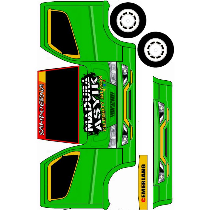 Miniatur Truk Madura Asyik Paper craft Lembar Stiker Skala jumbo 55cm