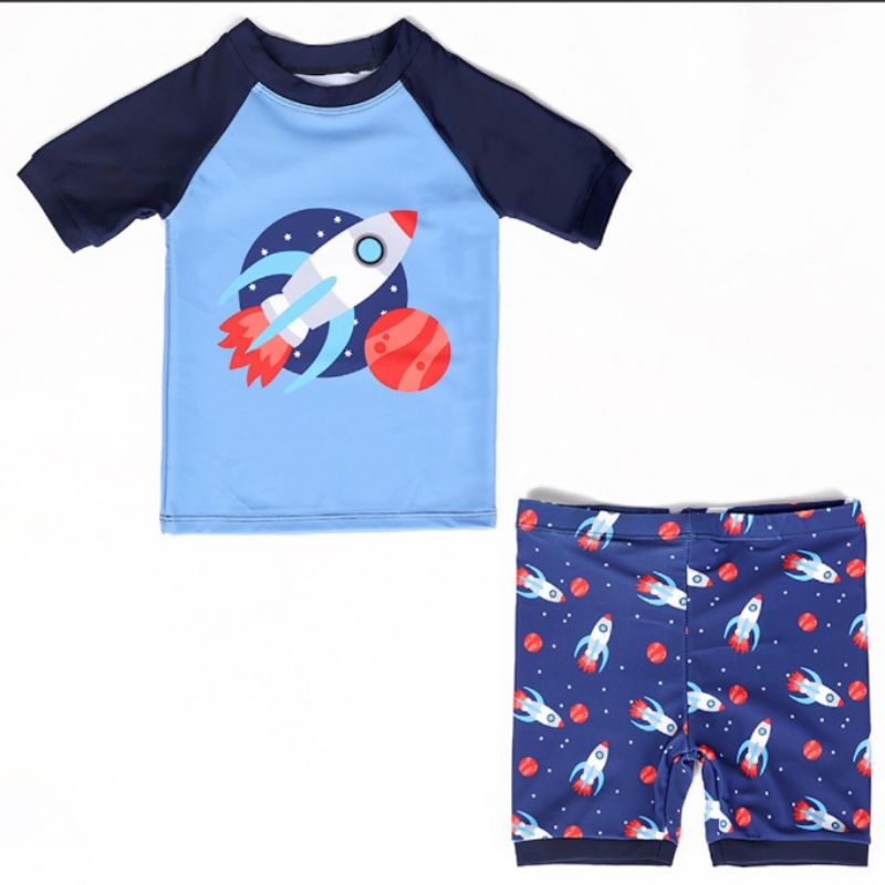 Baju Renang Anak Laki Laki Rocket Swimware Set (Baju + Celana) Umur 1 - 9 tahun