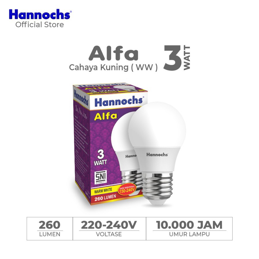 Hannochs Lampu Bohlam LED Alfa 3 watt Cahaya Kuning