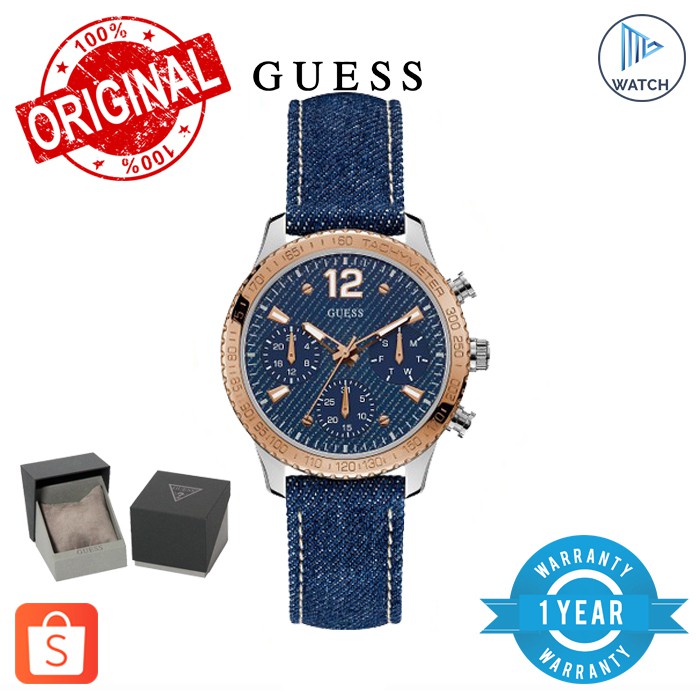 GUESS ORIGINAL - GARANSI JAM TANGAN WANITA W1057L1 LEATHER JEANS
