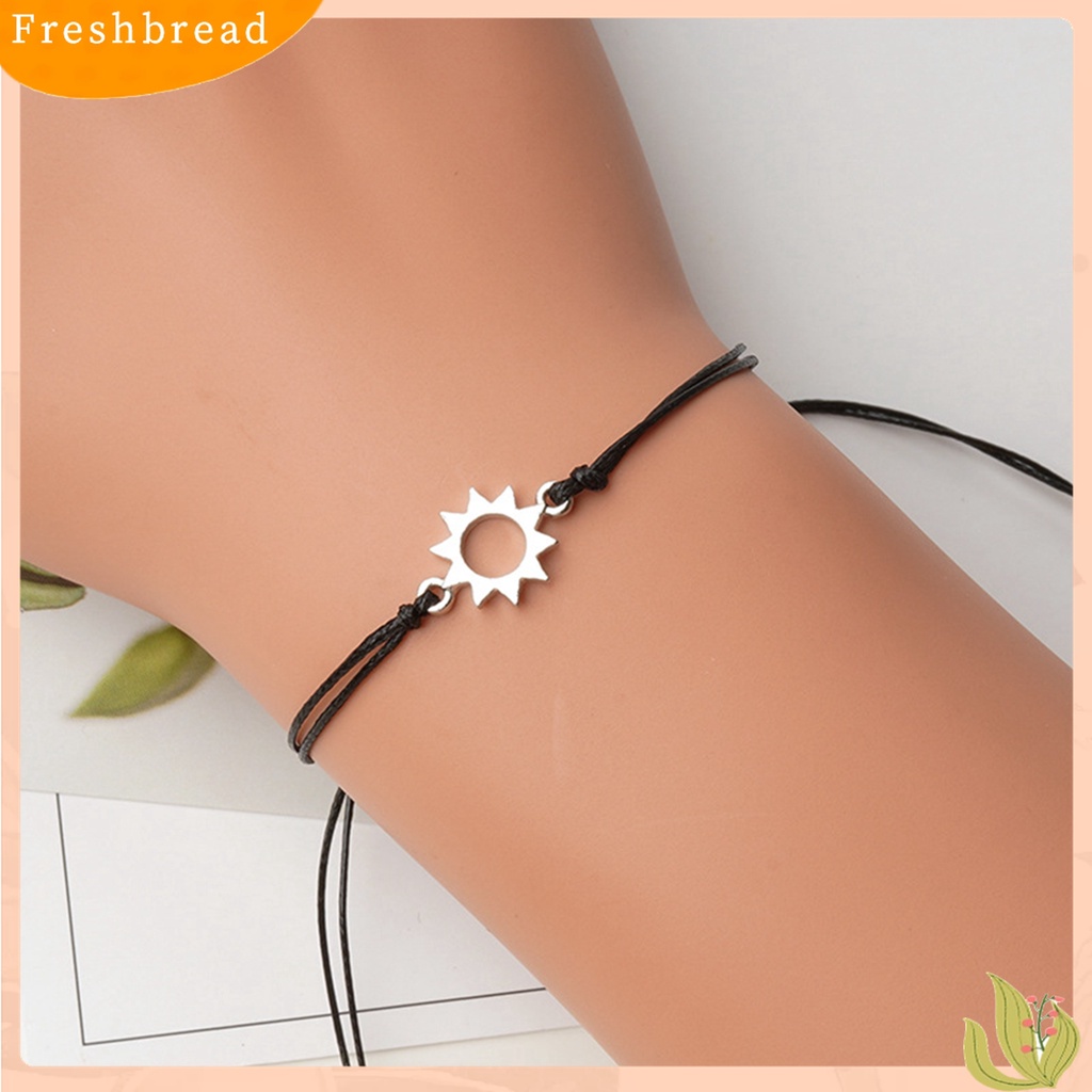 Fresh| 2pcs Gelang Tangan Pasangan / Pria / Wanita Desain Bulan / Matahari Adjustable Untuk Hadiah