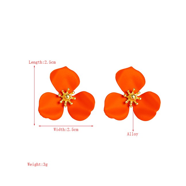 LRC Anting Tusuk Fashion Flower Alloy Spray Paint Earrings P59667