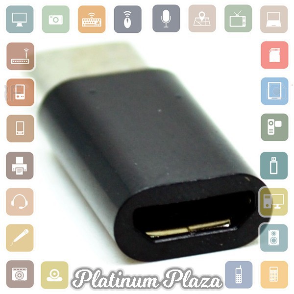 Taffware Plastic Fitting Micro USB to USB 3.1 Type C Adapter Converter - US173 - Black`614CJH-