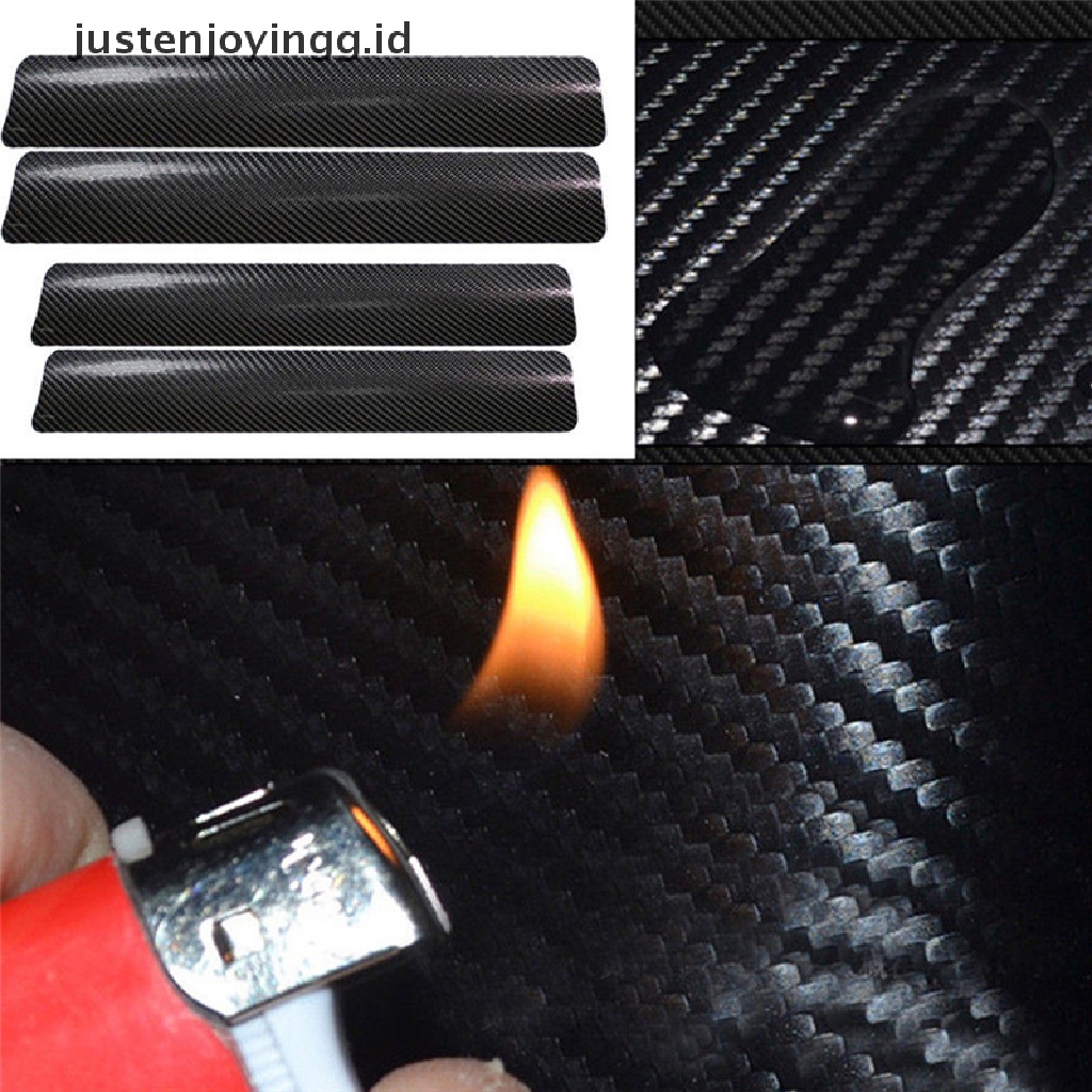 4pcs Stiker Pelindung Pedal Pintu Mobil Bahan Carbon Fiber