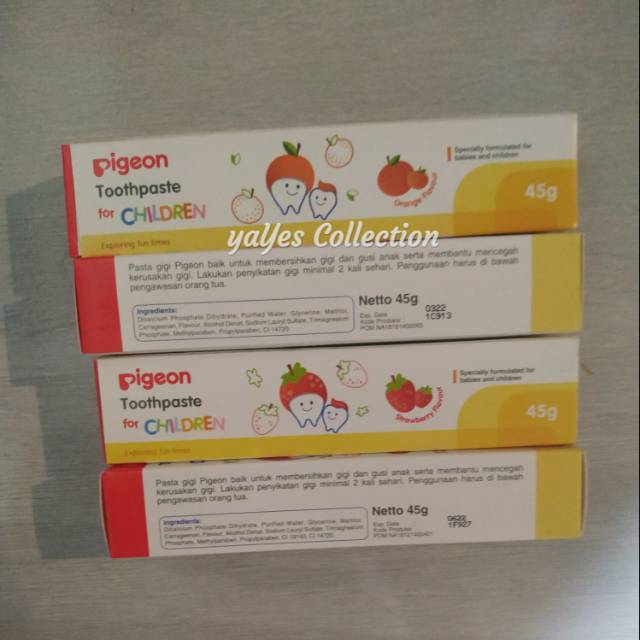 Pigeon baby pasta gigi odol 45 g jeruk stroberi strobery anak bayi balita toothpaste children kids