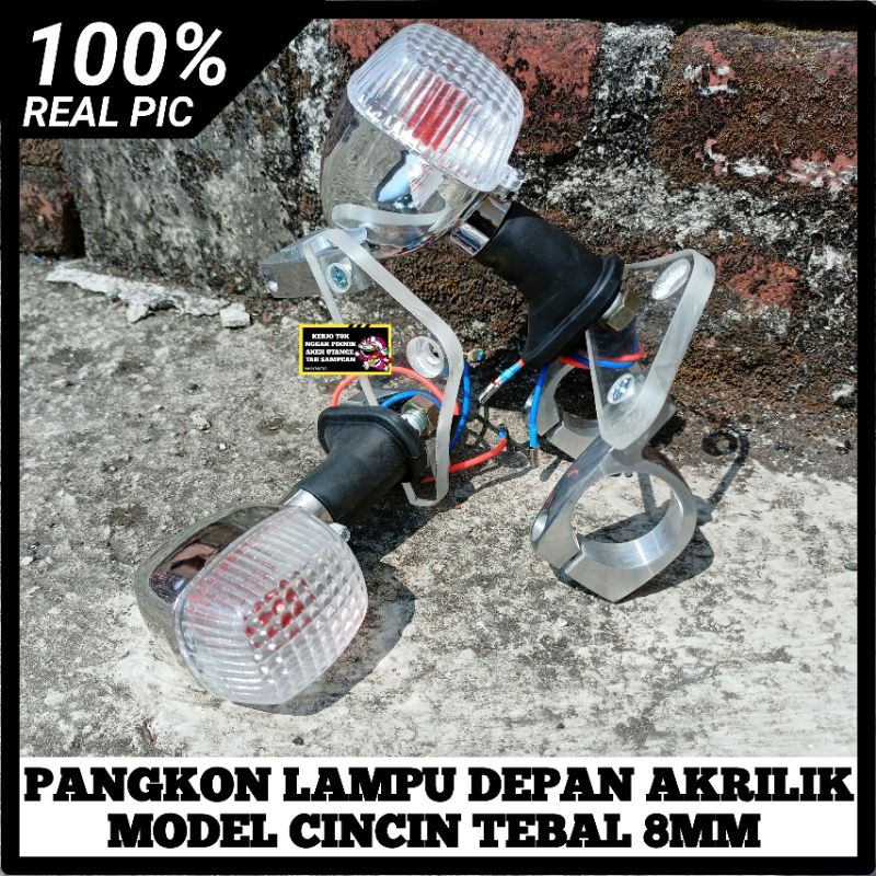 BREKET PANGKON LAMPU DEPAN AKRILIK MODEL CINCIN As 31 AS 33 SET LAMPU SEIN NINJA RR R SS MIKA BENING