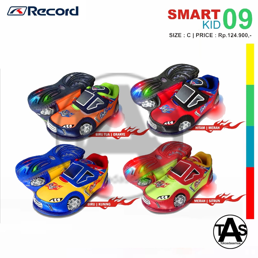 SEPATU LAMPU LED ANAK TERLARIS / SEPATU LAMPU ANAK TERMURAH / SEPATU LAMPU ANAK RECORD SMART 09 UKURAN 24-29