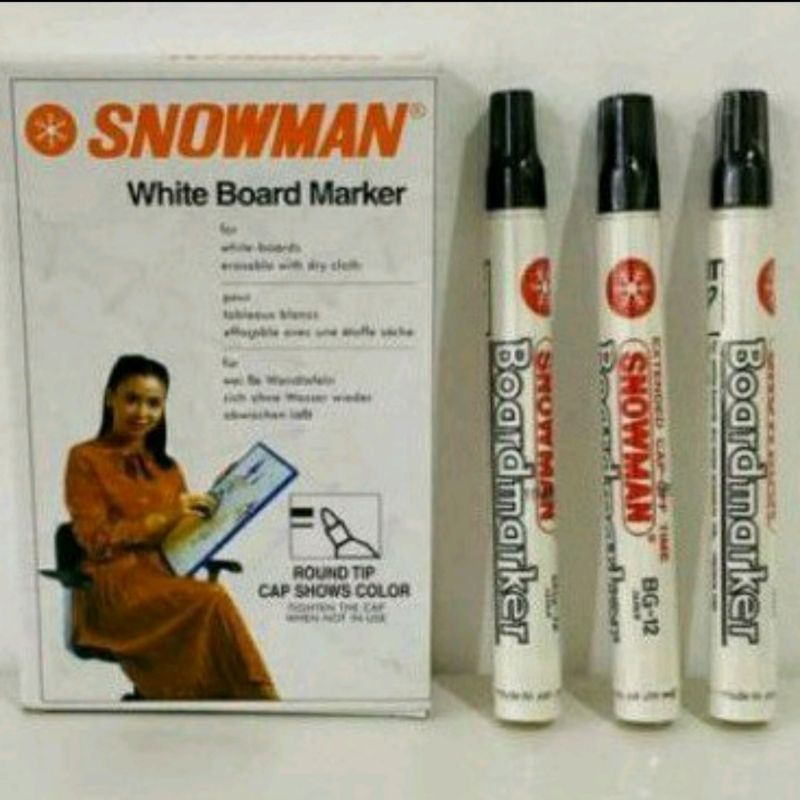 

Spidol Snowman White Board BG-12 ORI Hitam (1 pc)