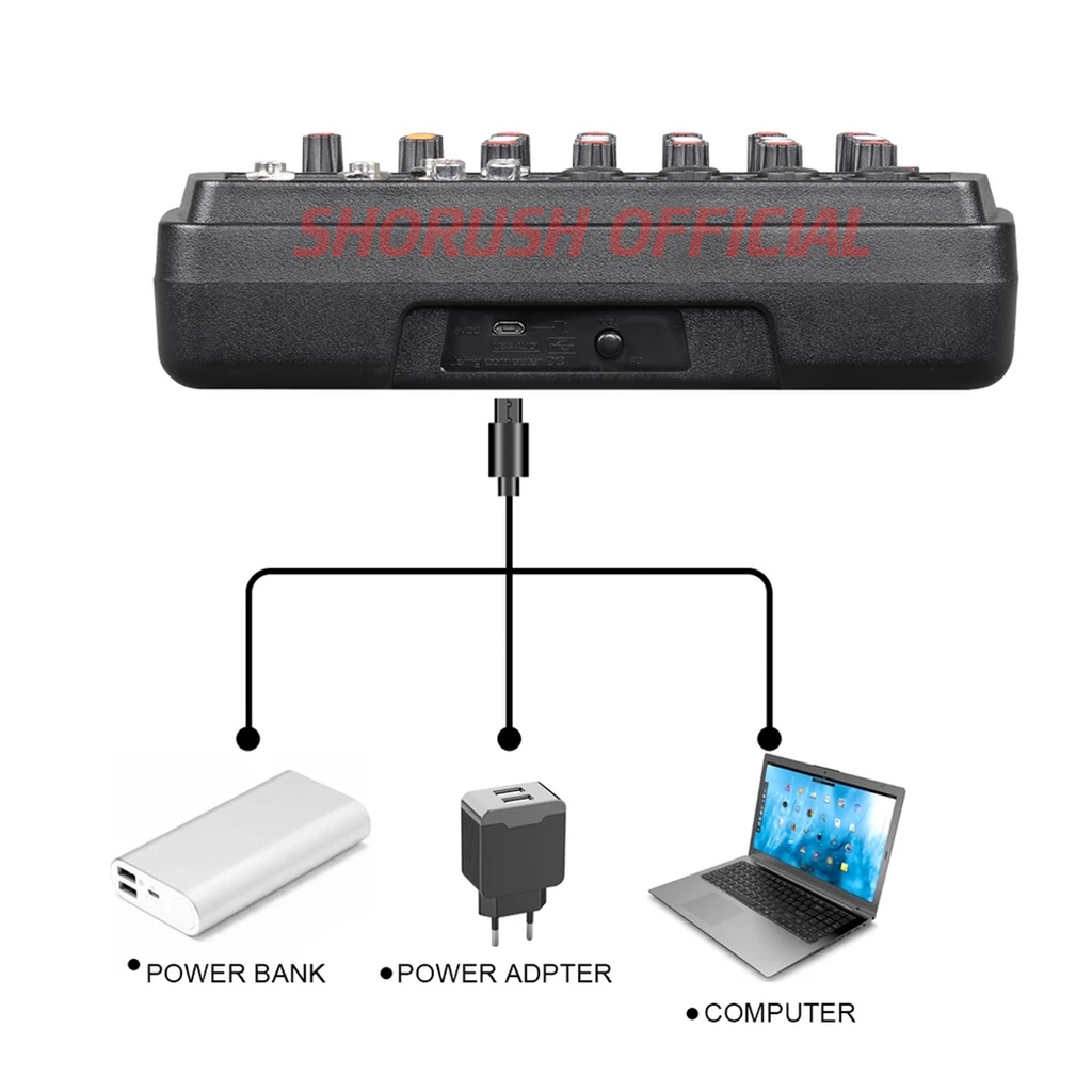 Shorush Mixer 4 Channel Shorush effect vocal Bluetooth Soundcard Original / Shorush 4 channel Live Streaming Original