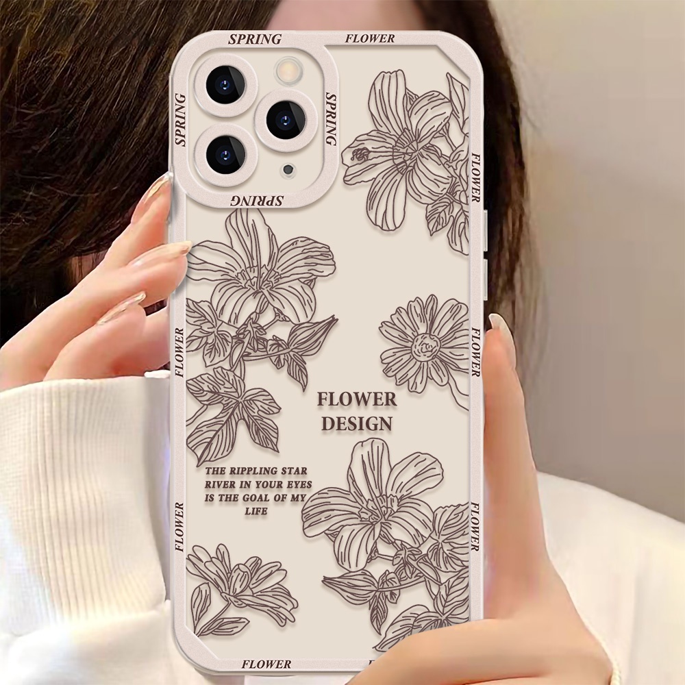 Soft Case Pelindung Lensa Kamera Shockproof Motif Bunga Untuk iPhone 13 Pro Max 11 12 Pro X XS Max 7 8 Plus SE 2020