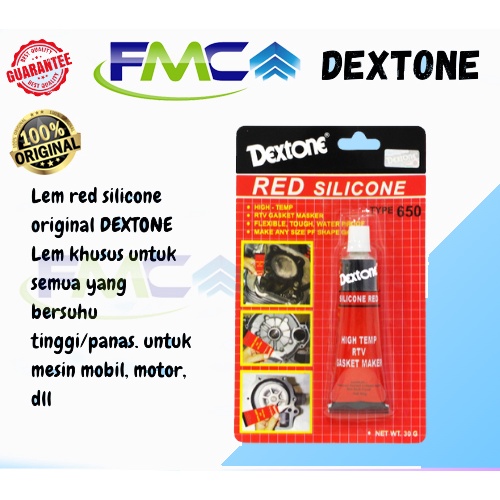 Lem Dextone Silicone Red 70Gram Sealer Auto Mesin Mobil Motor Industri Besi Baja Stainless Kuningan