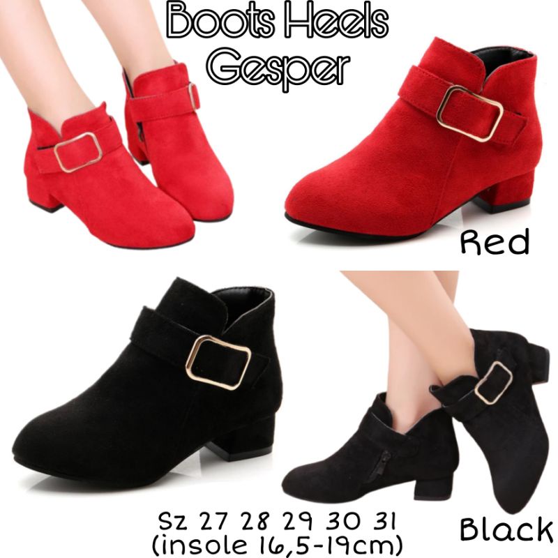 SEPATU BOOTS ANAK PEREMPUAN HEELS GESPER MURAH IMPORT
