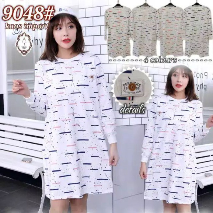 TUNIK KAOS IMPORT PUTIH STRIPE MERK TIBESI