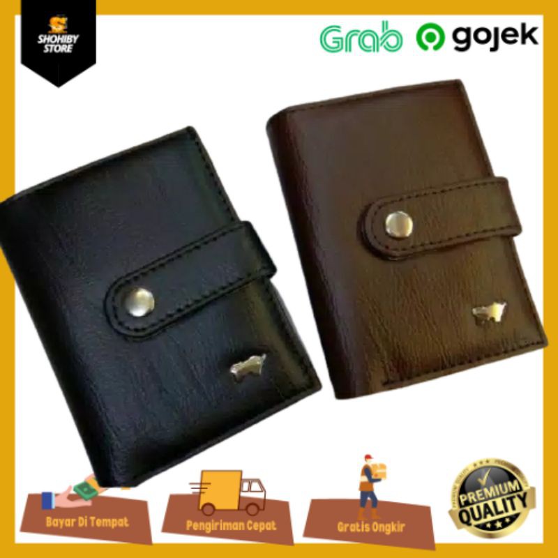 Dompet kartu 20 slot Model kancing dua kulit super sintetis