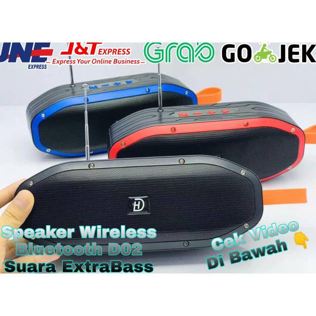 SPEAKER BLUETOOTH D02 BT SPEAKER WIRELESS PORTABLE D02 SUPER BASS