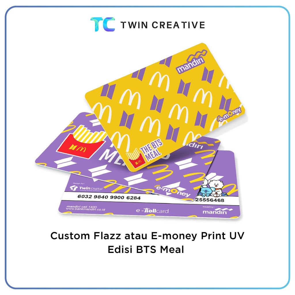 Kartu Emoney Mandiri Flazz BCA Edisi BTS Meal Custom Nama - Custom E - Toll Edisi Meal
