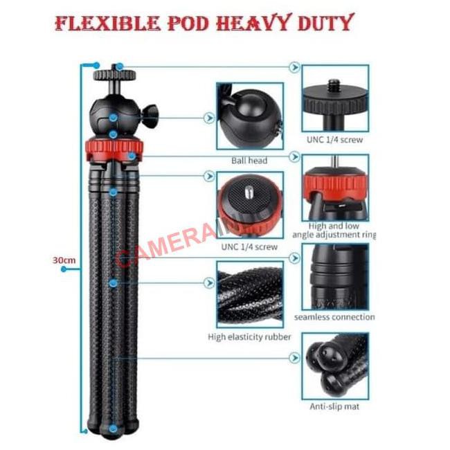 oy3b tripod flexible gorilla pod heavyduty dslr mirorles kamera smartphone - red neck fnf5