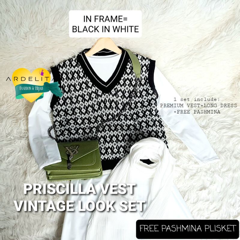 PAKET HEMAT SET PRISCILLA FREE PASHMINA PLISKET OOTD HIJAB SELEGRAM BAJU SETELAN SET SPAN