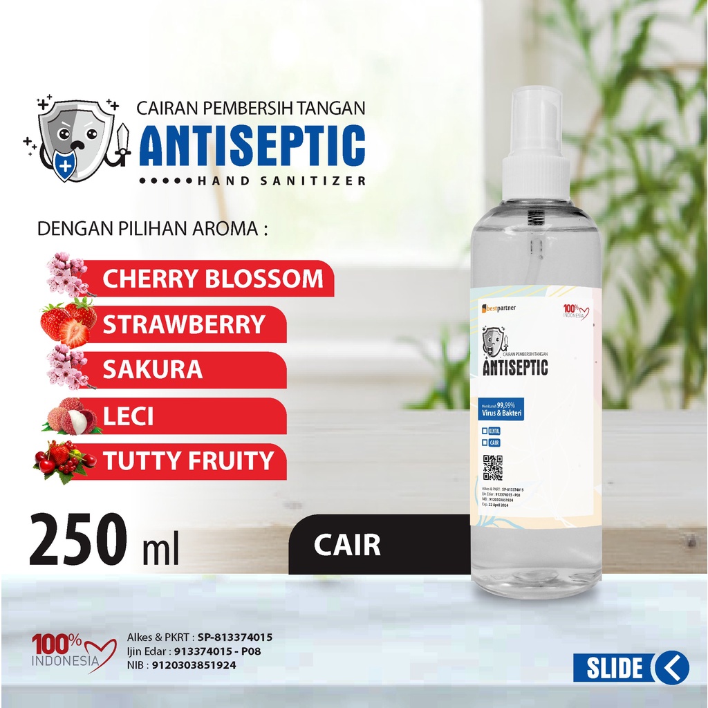 Hand Sanitizer Cair Antiseptic  Variasi Aroma Segar 250 ml Botol Spray + Free Bubble Wrap