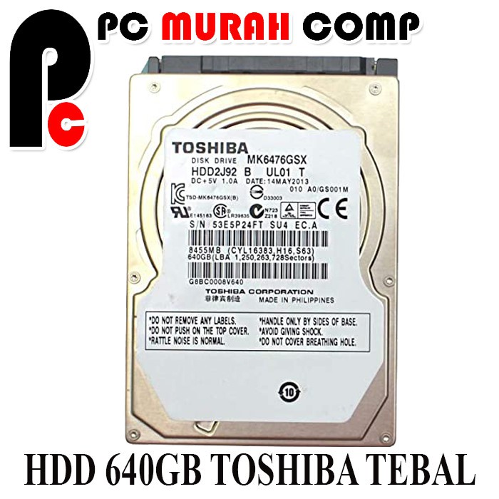 HARDISK INTERNAL LAPTOP 2,5INCH 640GB TOSHIBA TEBAL