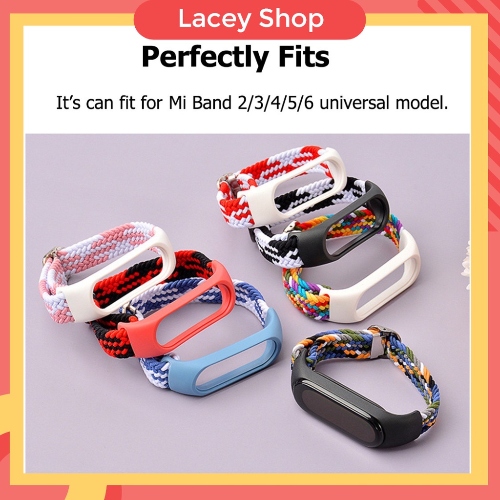 Strap Xiaomi Band Colorful strap Mi Band 3 4 5 6 7 8 Nylon Braided Elastic Buckle Wrist