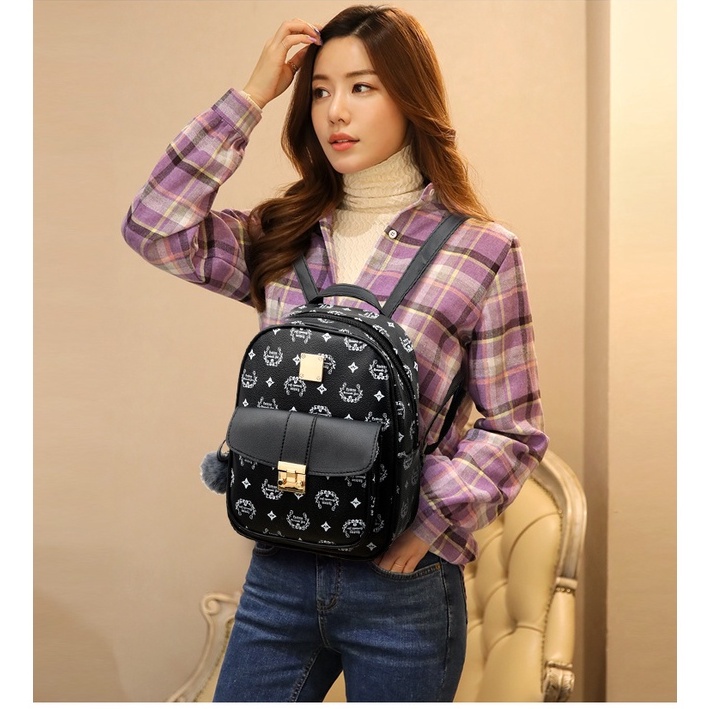 ( 2PC 1KG ) GTBI998876972 New Arrival !!!  Tas  Ransel Wanita Import  Backpack  Terbaru +ASESORIS