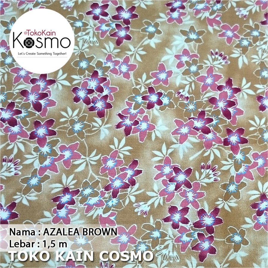 Kain katun Jepang Twill Japan Design - Bunga Azalea (Brown/Coklat)