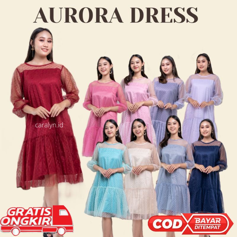 DRESS KONDANGAN WEDDING DRESS WANITA BRUKAT TERBARU AURORA