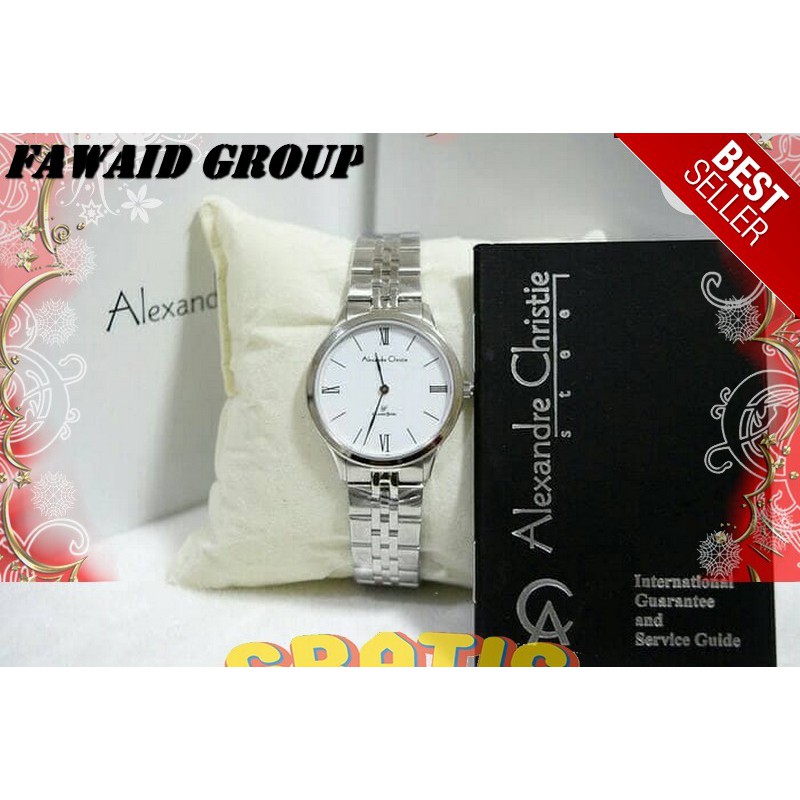 BEST SELLER JAM TANGAN WANITA ALEXANDRE CHRISTIE AC 8508 WANITA SILVER WHITE ORIGINAL